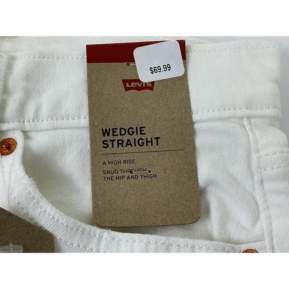 Levi's Wedgie Straight White Jeans Womens 30x28 High Rise Stretch Denim - Picture 6 of 15